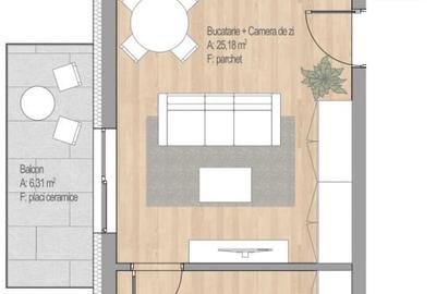 Apartament cu 2 camere în Florești