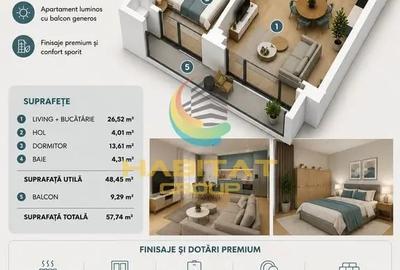Apartament cu 2 camere semidecomandat în Central