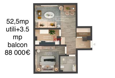 Apartament cu 2 camere în Valea Lupului