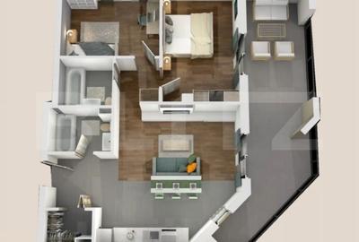 Apartament cu 3 camere semidecomandat în Central - 1