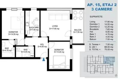 Apartament cu 3 camere decomandat în Titan - 2