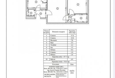 APARTAMENT 2 CAMERE, 54,6 MP,LANGA SPITALUL MARIE CURIE, ET 6/8 - 2