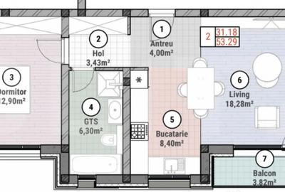 Apartament cu 2 camere semidecomandat în Moșnița Nouă - 1