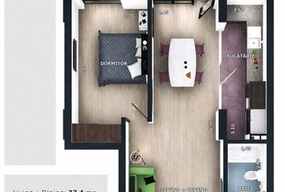 Apartament cu 2 camere în Florești - 4