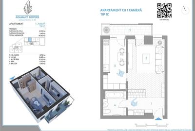 Adamant Towers | apartament 1 camera | tip 1C | decomandat - 16