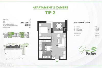 Apartament cu 2 camere în Titan