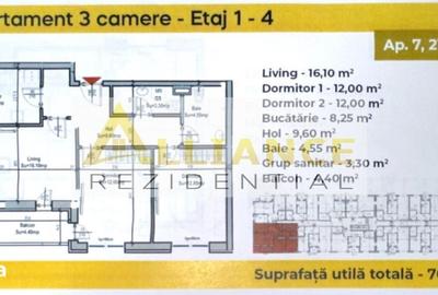 Apartament cu 3 camere decomandat în Central