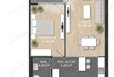 Apartament cu 2 camere semidecomandat în Nord - 1