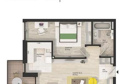 Apartament 2 camere in ansamblul The Nest, 57 mp utili, terasa, parcare inclusa
