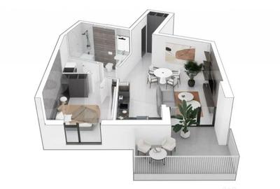 Apartament cu 2 camere decomandat în Central - 1