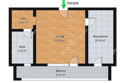 Apartament o camera balcon si loc parcare etaj 2 zona Broscarie Sibiu - 7