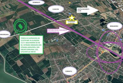 Proprietar - Teren intravilan unicat Clinceni - 15.070 mp - 14 euro/mp - 2