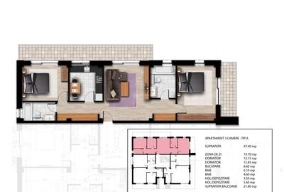 Apartament cu 3 camere decomandat în Bucium