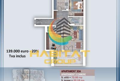 Pallady-3 camere, dec, 94.15 mp, incalzire in pardoseala! - 2