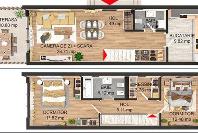 Duplex cu 3 camere cu Canalizare în Sânpetru - 10