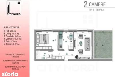 Apartament cu 2 camere în Nord - 6