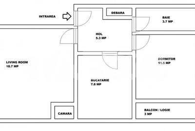 Apartament cu 2 camere decomandat în Ștrand