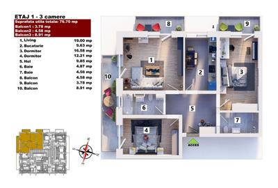 Apartament cu 3 camere decomandat în Sânpetru - 12