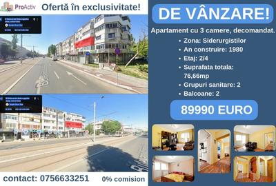 Apartament cu 3 camere, decomandat, Siderurgiștilor, etaj 2, suprafață 76,66 mp - 1