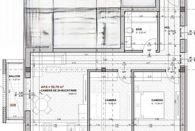 Apartament 3 camere, 60 mp, semifinisat, Apahida - 4