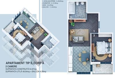 Apartament cu 2 camere semidecomandat în Central - 2