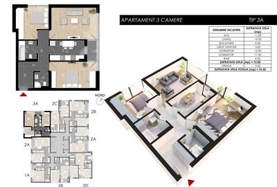 Apartament cu 3 camere decomandat în Rahova