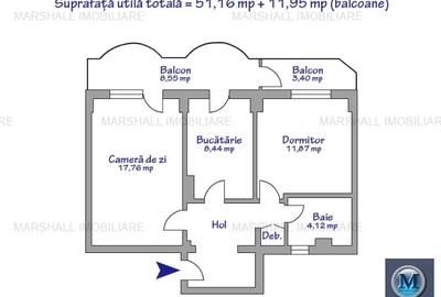 Apartament 2 camere de vanzare, zona Republicii, 63.11 mp #16101 Apartament 2 camere de vanzare, zona Republicii, 63.11 mp #16101 - 10