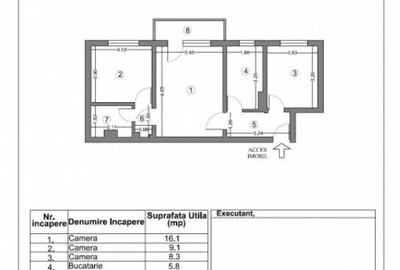 Apartament cu 3 camere semidecomandat în Casa de Cultură