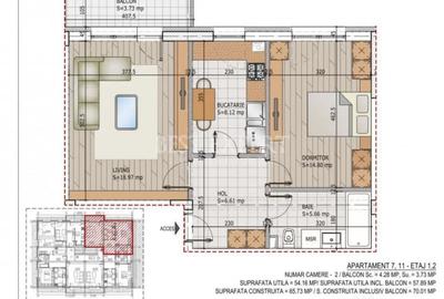 Apartament cu 2 camere decomandat în Titan