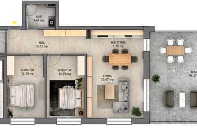 Penthouse cu 3 cam 140 mp Str D-na Stanca Selimbar -Orhideea - 8