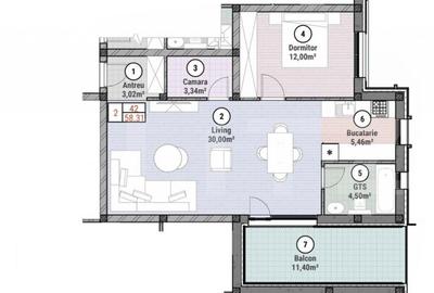 Apartament cu 2 camere semidecomandat în Moșnița Nouă