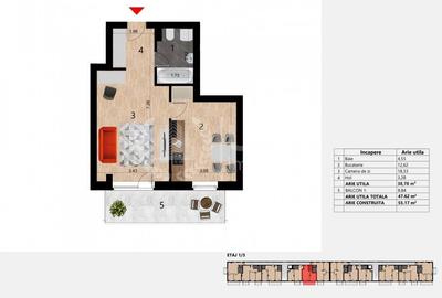 Apartament cu 3 camere | 59.83mp | Bloc nou | Etaj 1 | Garaj | Zorilor - 8