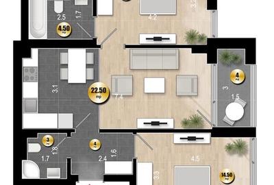 Apartament cu 3 camere decomandat în Rahova - 3