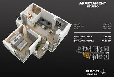 Studio modern 44.8 mp - Bloc Nou 2025 - Metrou Berceni - M2 la 3 minute - 2