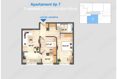 Apartament cu 3 camere decomandat în Valea Adâncă - 1