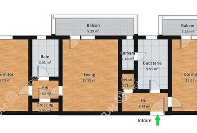 Apartament 3 camere 2 balcoane etaj 3 zona Rahovei din Sibiu - 6