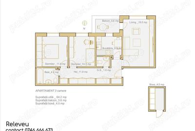 Vanzare apartament 3 camere, et 3 4, E3, Tulcea