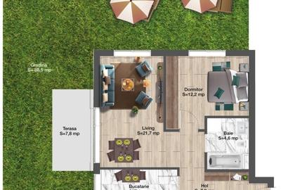 Apartament 2 camere cu 96 mp gradina privata, bloc nou Copou-Gradina Botanica - 2