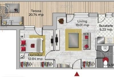 2 camere - terasa 20 mp - imobil 2020 prevazut cu lift - Uverturii - 2