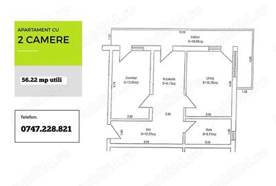Apartament cu 2 camere în Florești