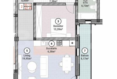 Apartament cu 2 camere semidecomandat în Moșnița Nouă - 1