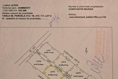 Teren Construcții intravilan de 1060 mp, în Domnești