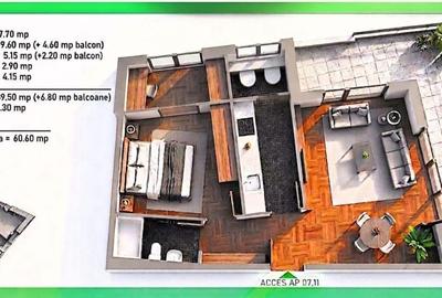 Apartament cu 2 camere decomandat în Central