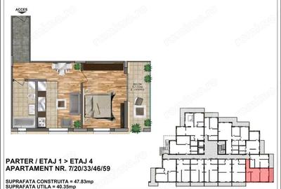 Apartament de vanzare 40,35 + terasa 7,45 bloc nou, zona Aurel Vlaicu - 1