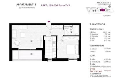 Apartament cu 2 camere în Ștefan cel Mare