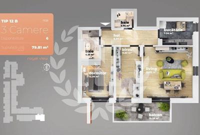 Apartament cu 3 camere semidecomandat în Berceni - 3