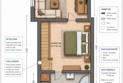 Casă cu 2 camere cu Canalizare în Ultracentral - 5