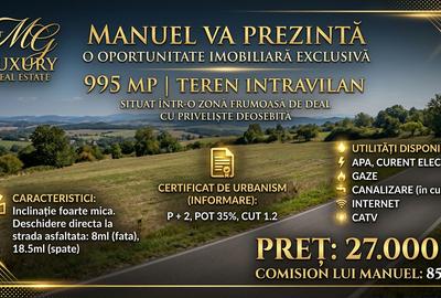 Teren agricol intravilan de 995 mp, în Est - 5