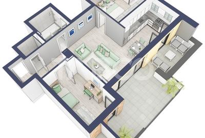 Apartament 66 mp utili 3 camere 2 bai etaj 3 in bloc cu lift Turnisor - 6