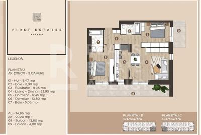 Vânzare, apartament, 3 camere, complexul First Estates Pipera - 3